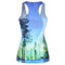 Europe Fashion Women Tank Top Galaxy Digital Print Colorful Vest Crew Neck Sleeveless Casual Camisole