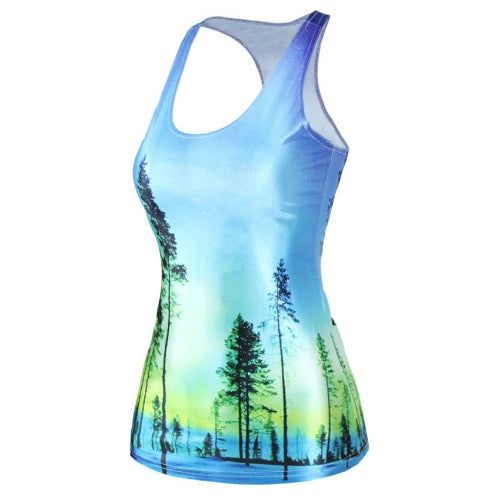 Europe Fashion Women Tank Top Galaxy Digital Print Colorful Vest Crew Neck Sleeveless Casual Camisole