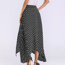 Vintage Women High Waist Polka Dot Maxi Dress Side Slit Asymmetric Hem Summer Retro Long Skirt