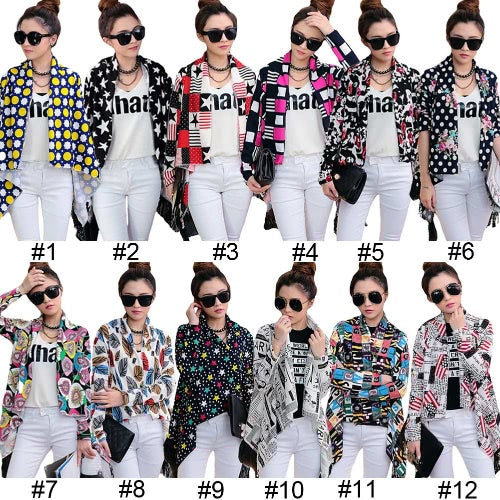 New Fashion Women Thin Cardigan Print Open Front Tassel Fringed Long Sleeve Thin Cape Coat Outerwear