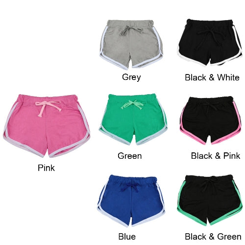 Fashion Women Sports Shorts Contrast Binding Side Split Elastic Waist Yoga Shorts