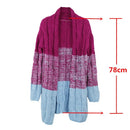 Fashion Women Knitted Coat Crochet Patchwork Long Open Front Long Sleeve Thick Long Cardigan Knitwear