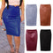 Europe Sexy Women Skirt PU Leather Solid Color Midi Pencil Skirts OL Casual Slim Clubwear