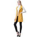 Europe Women Waistcoat Open Front Slit Hem Side Pockets Notched Collar Sleeveless Vest Gilet Outwear Yellow