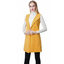 Europe Women Waistcoat Open Front Slit Hem Side Pockets Notched Collar Sleeveless Vest Gilet Outwear Yellow