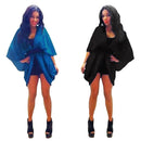 New Women Outerwear Open Front Batwing 3/4 Sleeves Street Style Loose Long Cardigan Coat Blue/Black