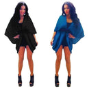 New Women Outerwear Open Front Batwing 3/4 Sleeves Street Style Loose Long Cardigan Coat Blue/Black