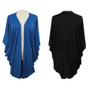 New Women Outerwear Open Front Batwing 3/4 Sleeves Street Style Loose Long Cardigan Coat Blue/Black