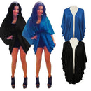 New Women Outerwear Open Front Batwing 3/4 Sleeves Street Style Loose Long Cardigan Coat Blue/Black