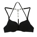 Sexy Women Bra 3/4 Cup Padded Push Up Y-Line Straps Halter Front Closure Underwire Bralette Underwear Lingerie