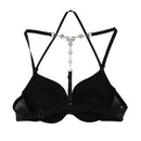 Sexy Women Bra 3/4 Cup Padded Push Up Y-Line Straps Halter Front Closure Underwire Bralette Underwear Lingerie