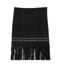 Vintage Faux Suede Hollow Out Slim Zipper Flapper Skirt for Women