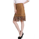 Vintage Faux Suede Hollow Out Slim Zipper Flapper Skirt for Women