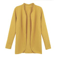 Women Open Front Striped Long Sleeve Cardigan OL Overcoat Blazer Jacket Coat Black/Rose/Yellow