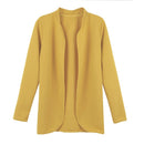 Women Open Front Striped Long Sleeve Cardigan OL Overcoat Blazer Jacket Coat Black/Rose/Yellow