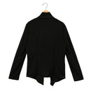 New Fashion Women Coat Solid Irregular Turn Down Collar Long Sleeve Zipper Decoration Cardigan Coat Jacket Loose Outerwear Black