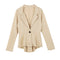 New Fashion Women Blazer Button Front Long Sleeve Irregular Hem Slim Short Jacket Coat Outerwear