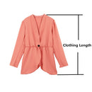 Women One Button Elastic Waist Long Sleeve Blazer Jacket Coat Watermelon Red/Green