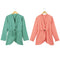 Women One Button Elastic Waist Long Sleeve Blazer Jacket Coat Watermelon Red/Green