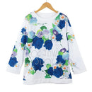 Casual Women T-Shirt Floral Printed O-Neck Three Quarter Sleeve Blouse Tee Tops Sport Pullover Sweatshirt