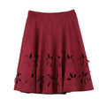 Chic Faux Suede Hollow Flower High Waist Pleated A-Line Women's Skirt