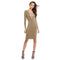 Sexy Women Plunge V Neck Criss Cross Strap Design Long Sleeve Bodycon Midi Dress