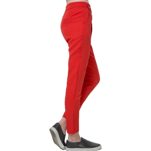 Casual Solid Press Stud Closure Slant Pocket Women's Straight Pants