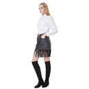 Chic Women PU Button Front Pocket Rivets Tassels High Waist Short Skirt