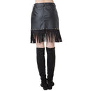 Chic Women PU Button Front Pocket Rivets Tassels High Waist Short Skirt