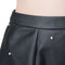 Fashion Women PU Leather Skirt Beading High Waist Back Zipper Slim Pleated A-Line Skirt