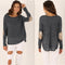 Casual Round Neck Long Sleeve Glittering Splice Irregular Hem Tops Women's T-shirt