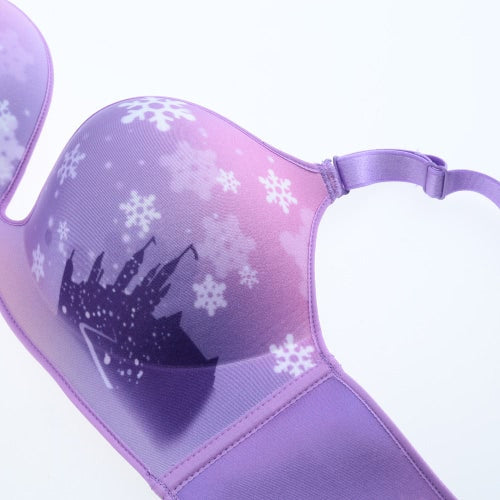 New Sexy Women Seamless Push Up Bra Printed Wireless Adjustable Strappy Bra Brassiere Purple