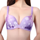 New Sexy Women Seamless Push Up Bra Printed Wireless Adjustable Strappy Bra Brassiere Purple