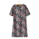 Women Dress Paisley Print Short Sleeve Black