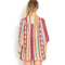 New Vintage Women Chiffon Kimono Floral Print Indian Style Casual Loose Boho Cardigan Thin Coat Red