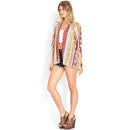 New Vintage Women Chiffon Kimono Floral Print Indian Style Casual Loose Boho Cardigan Thin Coat Red