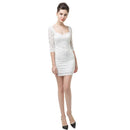 Sexy Floral Sweetheart Neck Half Sleeve Women's Slim White Mini Lace Dress