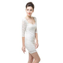 Sexy Floral Sweetheart Neck Half Sleeve Women's Slim White Mini Lace Dress