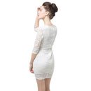 Sexy Floral Sweetheart Neck Half Sleeve Women's Slim White Mini Lace Dress