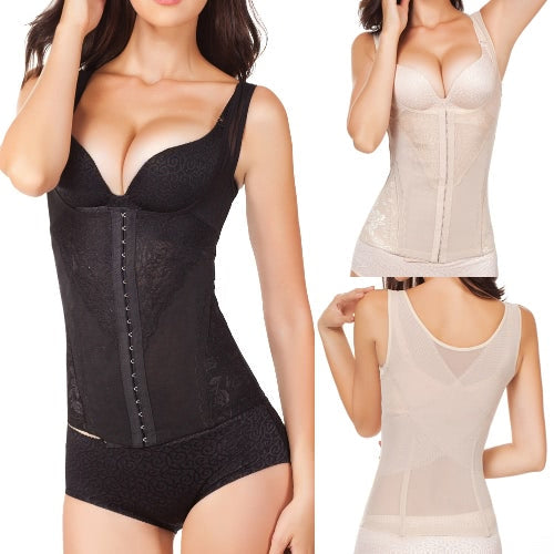 النساء الأزهار داخلية التخسيس ملابس داخلية Underbust مشد للخصر شبكة الجسم المشكل الكورسيهات أسود/بيج