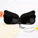 Sexy Women Silicone Adhesive Invisible Wing Bra Stick Gel Push Up Backless Strapless Rope Wedding Dress Black/Beige