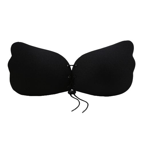 Sexy Women Silicone Adhesive Invisible Wing Bra Stick Gel Push Up Backless Strapless Rope Wedding Dress Black/Beige