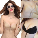 Sexy Women Silicone Adhesive Invisible Wing Bra Stick Gel Push Up Backless Strapless Rope Wedding Dress Black/Beige