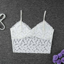 Sexy Women Tank Crop Top Lace Hollow Out V-Neck Sleeveless Slim Casual Vest Short Tee White