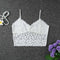 Sexy Women Tank Crop Top Lace Hollow Out V-Neck Sleeveless Slim Casual Vest Short Tee White