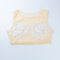 New Sexy Women Crop Top Sheer Mesh Crochet Lace Round Neck Sleeveless Tank Top Beige