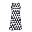 New Sexy Women Sleeveless A-Line Mini Dress Geometric Print Party Evening Shift Dress Black