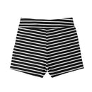 Women Shorts Summer Striped Shorts High Elastic Waist Ladies Casual Pants Black/White