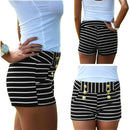 Women Shorts Summer Striped Shorts High Elastic Waist Ladies Casual Pants Black/White