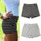 Women Shorts Summer Striped Shorts High Elastic Waist Ladies Casual Pants Black/White